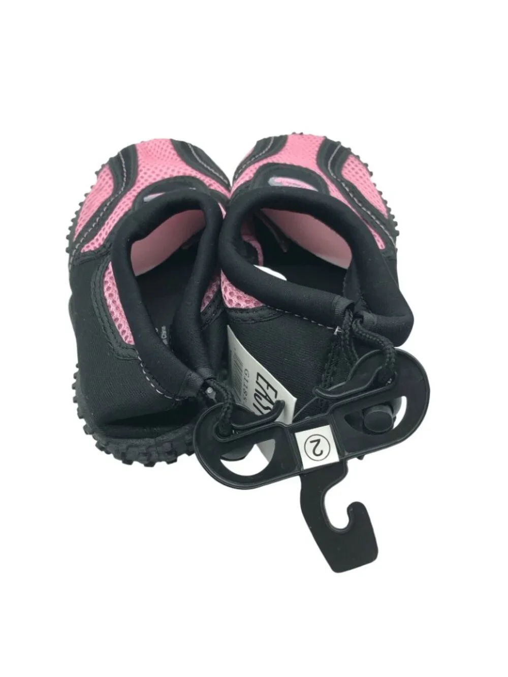 Easy USA Girls Water Shoes Slip On Mesh Fabric Drawstring Pink Black 2